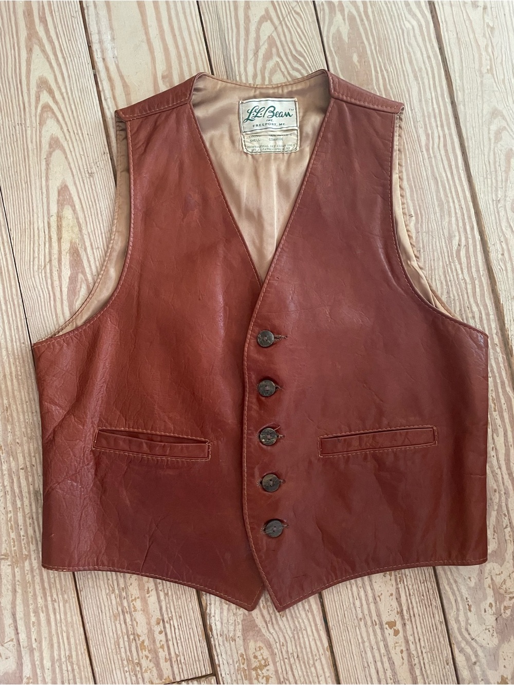 Vintage L.L. Bean Men's Brown Leather Vest